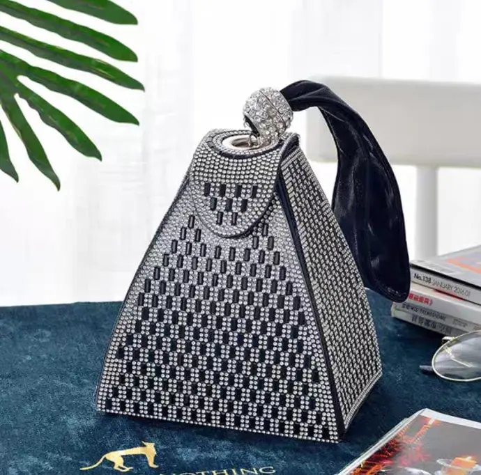 **Elegant Pyramid-Shaped Clutch Bag**